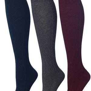 Women's Knee High Socks 3 Pair Gray Teal Women's Socks Blue Gray